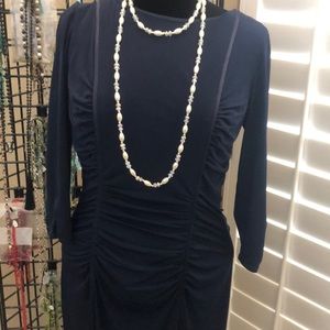 Dark Navy classic vneck, low back dress